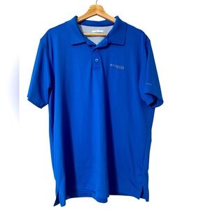 Columbia PFG Omni Shade Polo Shirt Men's Fishing Hiking Outdoors Blue Size Large